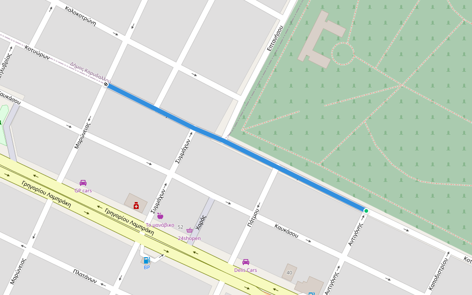 Κοτυωρων walking route map in Nikea