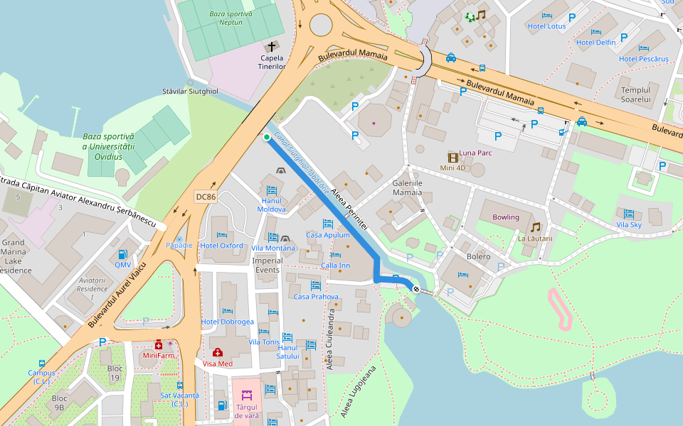 Aleea Periniței walking route map in Cuiugiuc