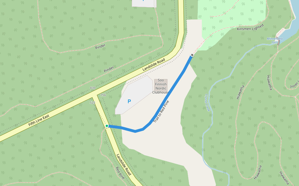 Trail to Red Pine walking route map in Sault Ste. Marie