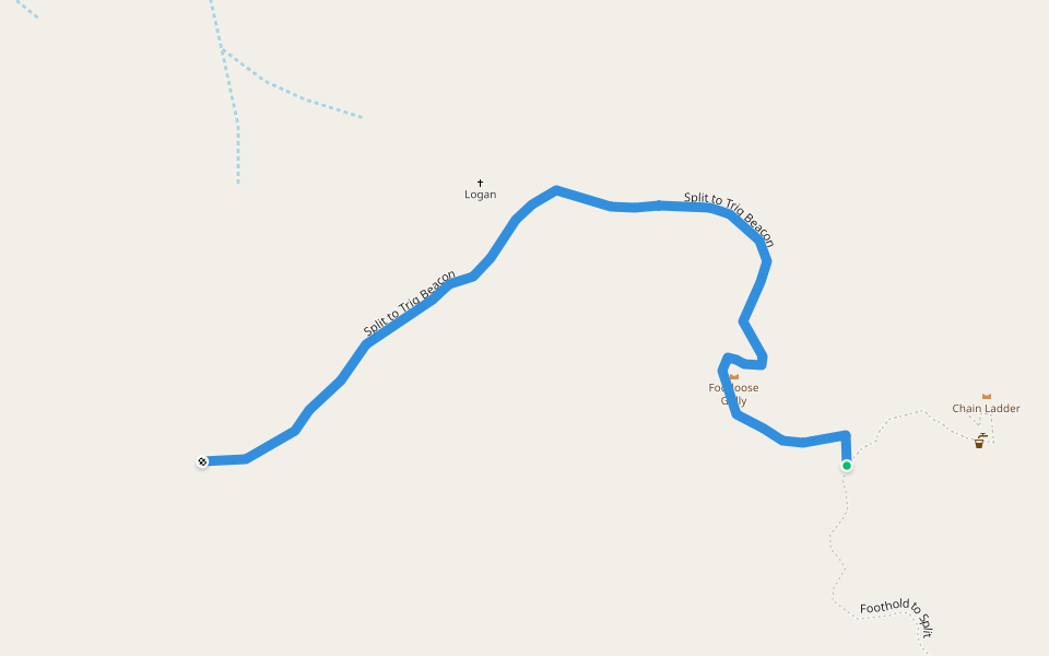 Split to Trig Beacon walking route map in Wigwam