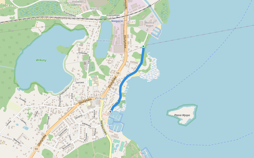 Promenada Niegocin walking route map in Giżycko