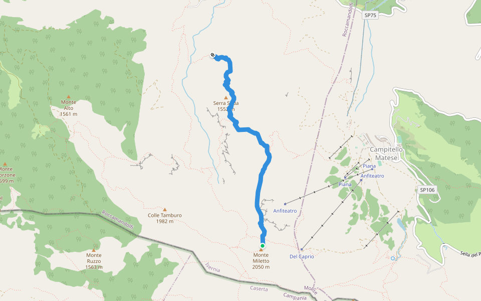 M. Miletto Abbeveratoio walking route map in Cantalupo nel Sannio