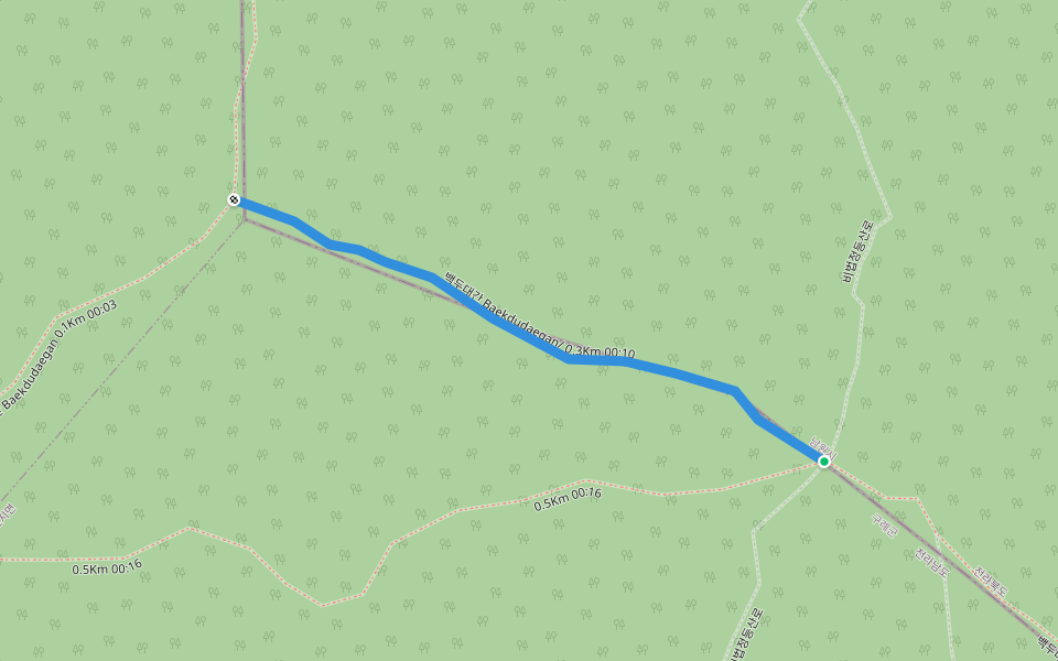 백두대간 Baekdudaegan/ 0.3Km 00:10 walking route map in Gurye-gun