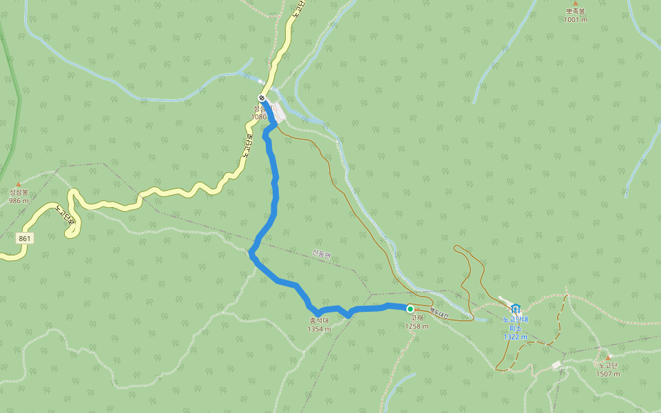 백두대간 Baekdudaegan (No Trail) walking route map in Gurye-gun
