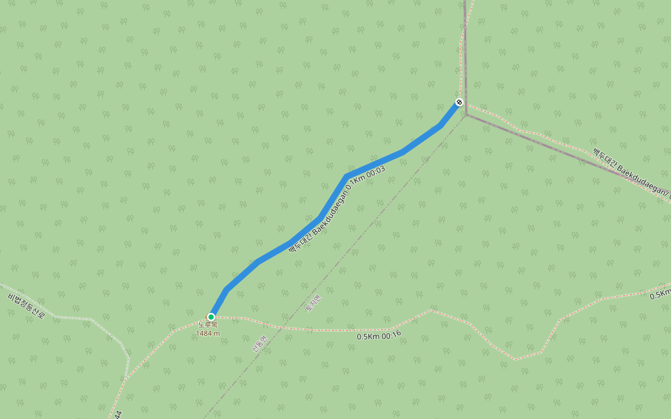 백두대간 Baekdudaegan 0.1Km 00:03 walking route map in Gurye-gun