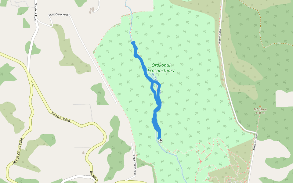 Orokonui Ecasanctuary walking route map in Waitati