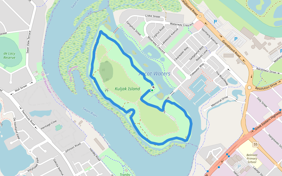 Kuljak Island walking route map in Ascot