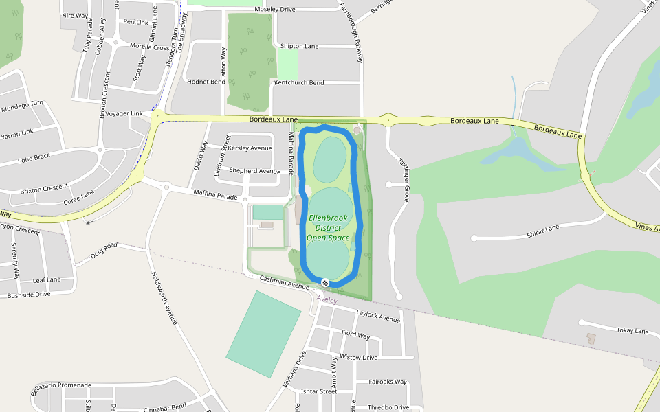 Ellenbrook District Open Space walking route map in Aveley
