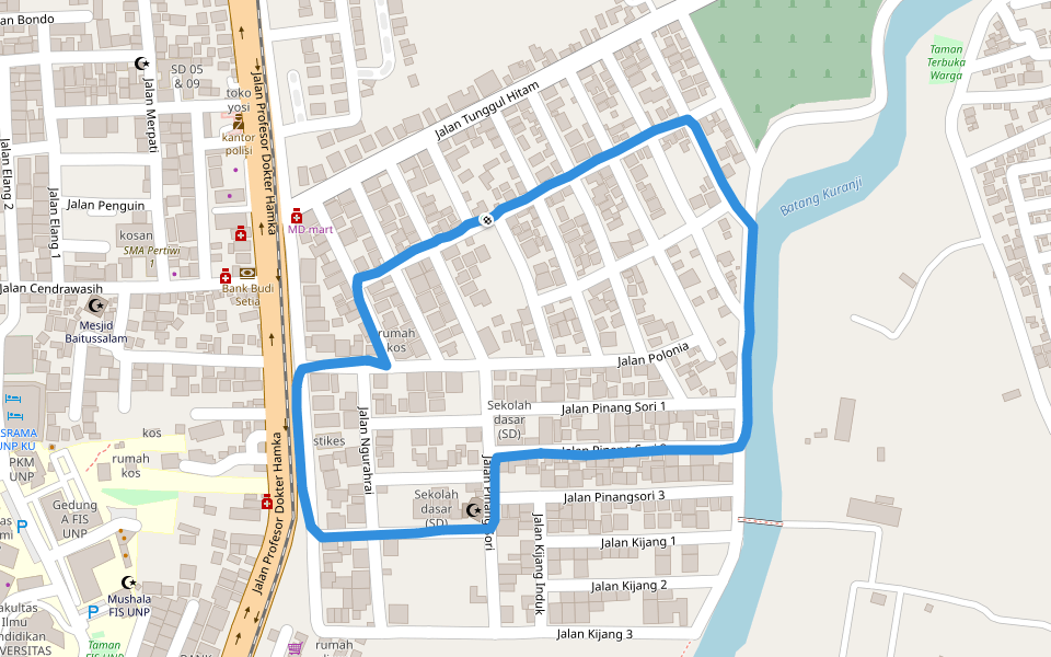 stikes walking route map in Padang