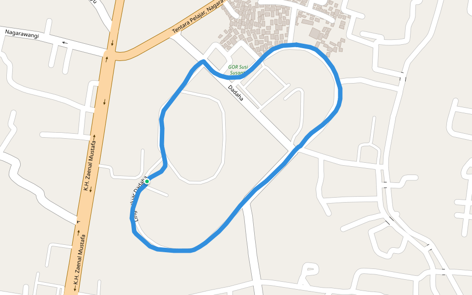 GOR Susi Susanti walking route map in Tasikmalaya