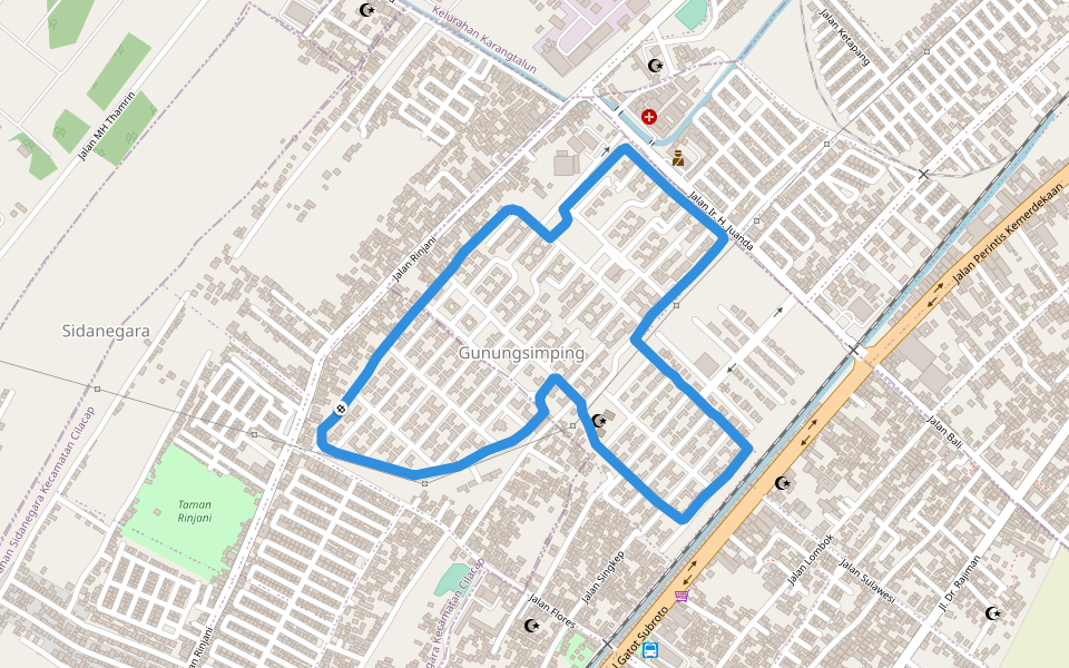 Gunungsimping walking route map in Cilacap