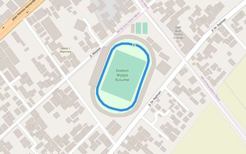 Stadion Wijaya Kusuma walking route map in Cilacap