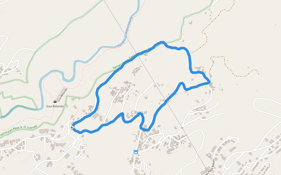 Goa Belanda walking route map in Cimenyan