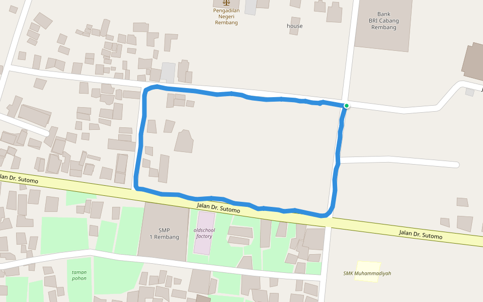 SMP 1 Rembang walking route map in Rembang