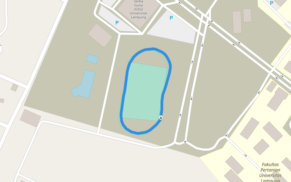 Universitas Lampung UNILA walking route map in Bandar Lampung