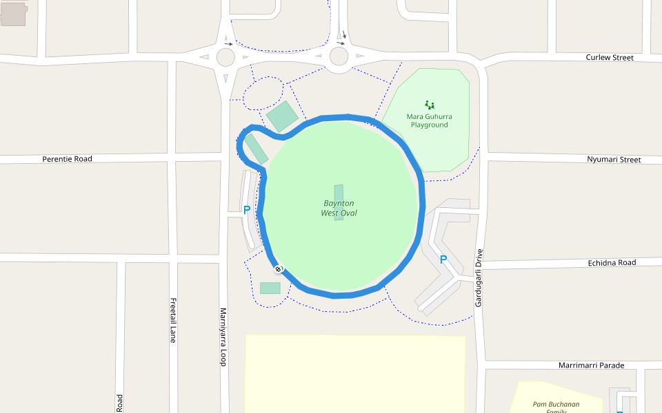 Baynton West Oval walking route map in Baynton