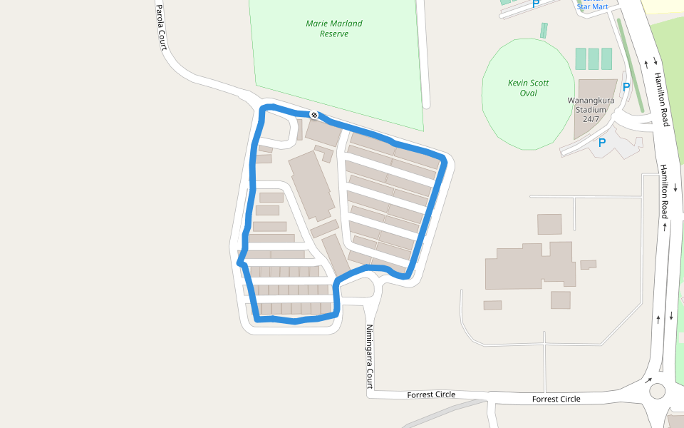 Marie Marland Reserve walking route map in South Hedland