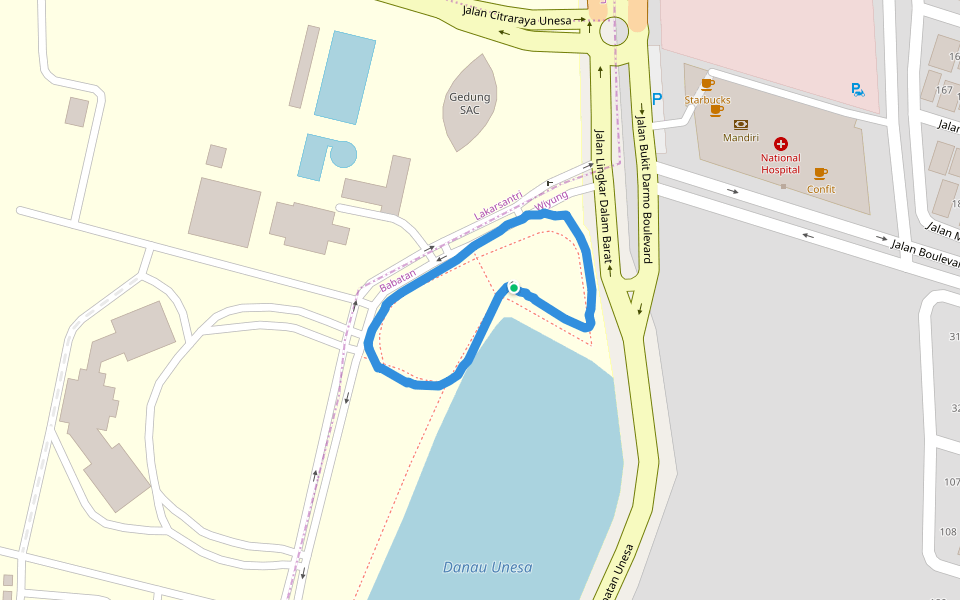 Universitas Negeri Surabaya walking route map in Surabaya