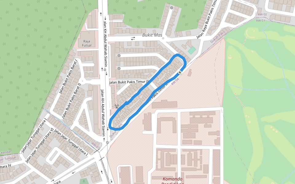 Tower Telkomsel walking route map in Surabaya