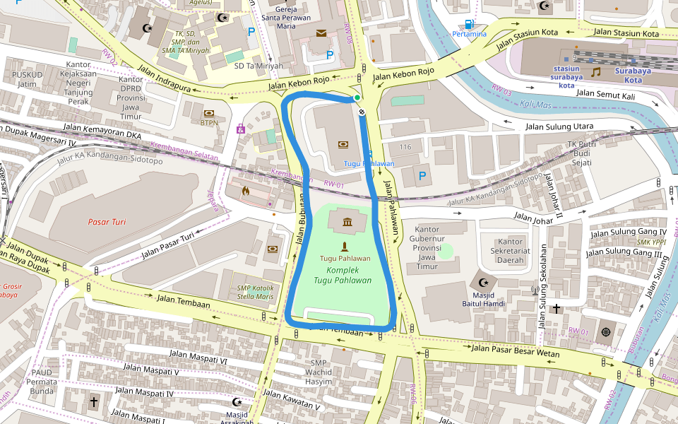 Komplek Tugu Pahlawan walking route map in Blitar