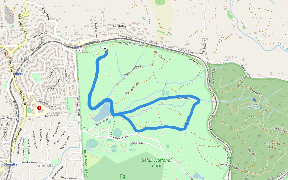 Echo Track walking route map in Belair