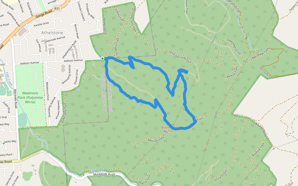 Black hill walking route map in Athelstone