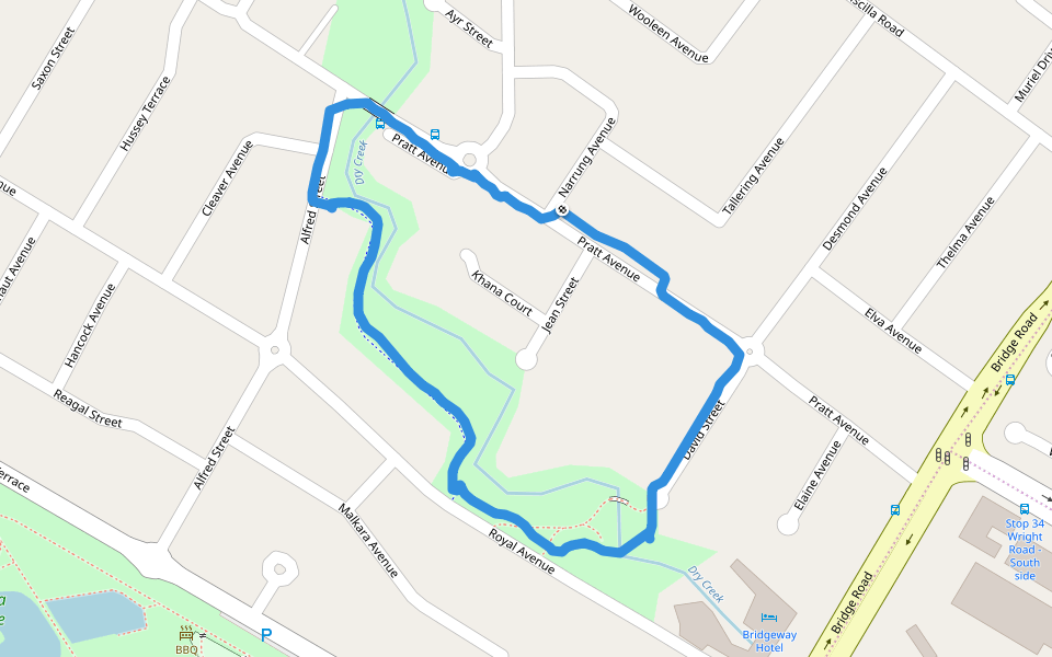 Bridgeway Hotel walking route map in Pooraka