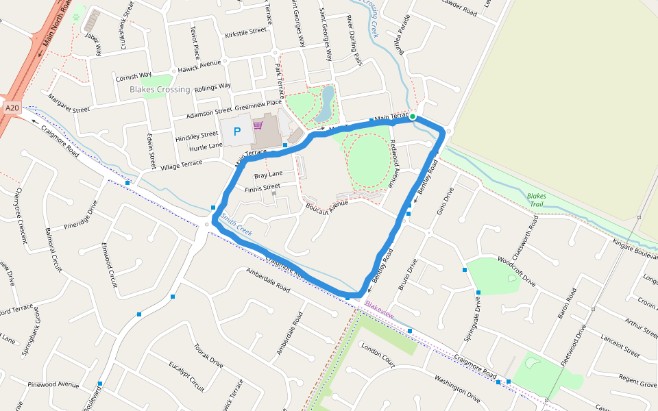 Blakes Trail walking route map in Blakeview