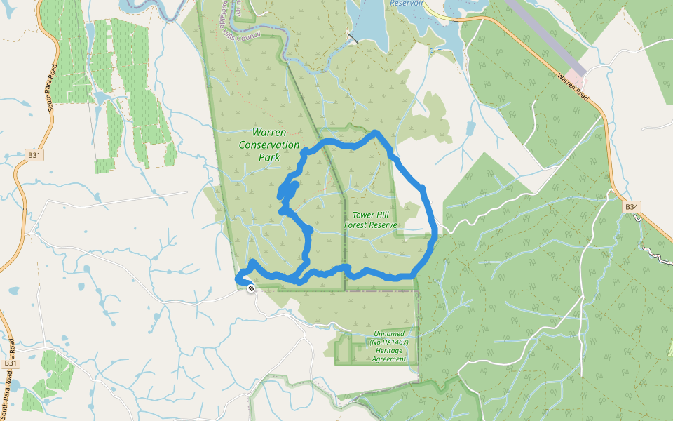 Tower Hill  walking route map in Mount Crawford