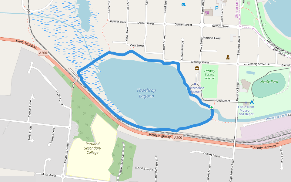 Fawthrop Lagoon walking route map in Portland