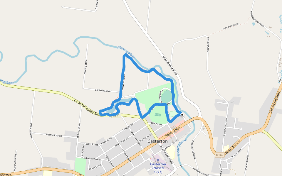 Casterton Football Club walking route map in Casterton