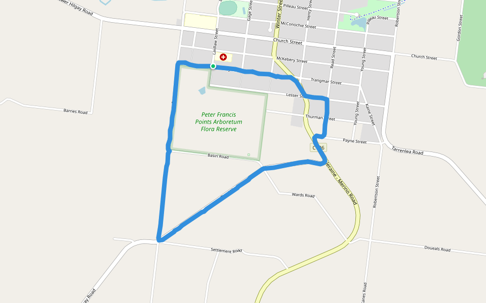 Points Reserve Arboretum walking route map in Coleraine