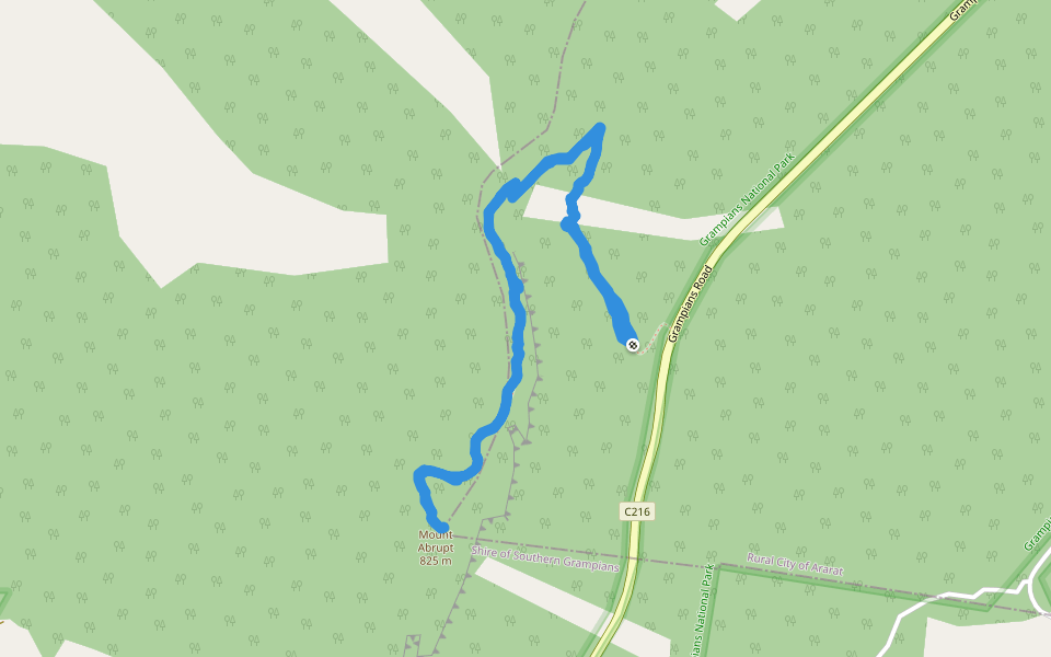 Grampians National Park-Mt Abrupt Walking Track walking route map in Bornes Hill
