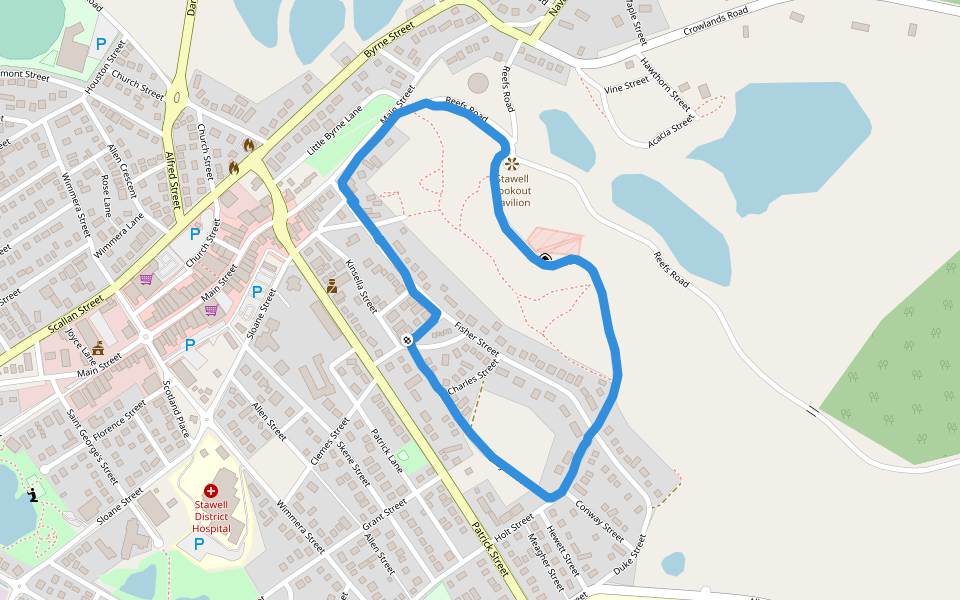 Stawell Lookout Pavilion walking route map in Stawell