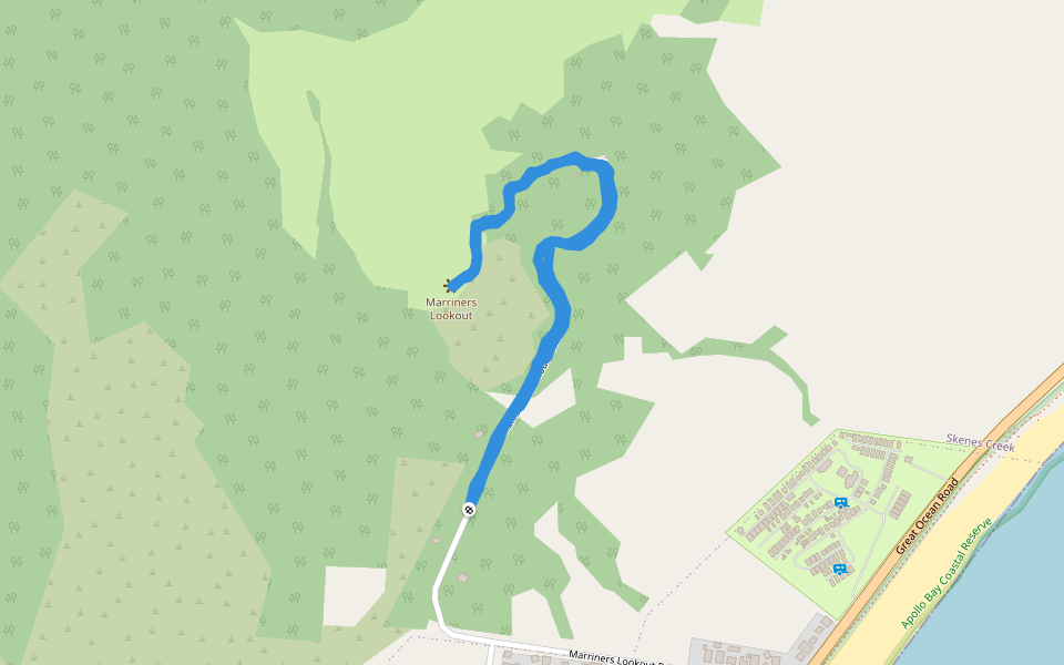 Marriners Lookout walking route map in Apollo Bay