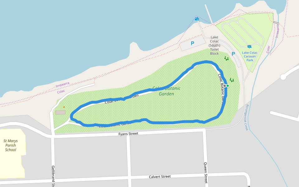 Colac Botanic Garden walking route map in Colac