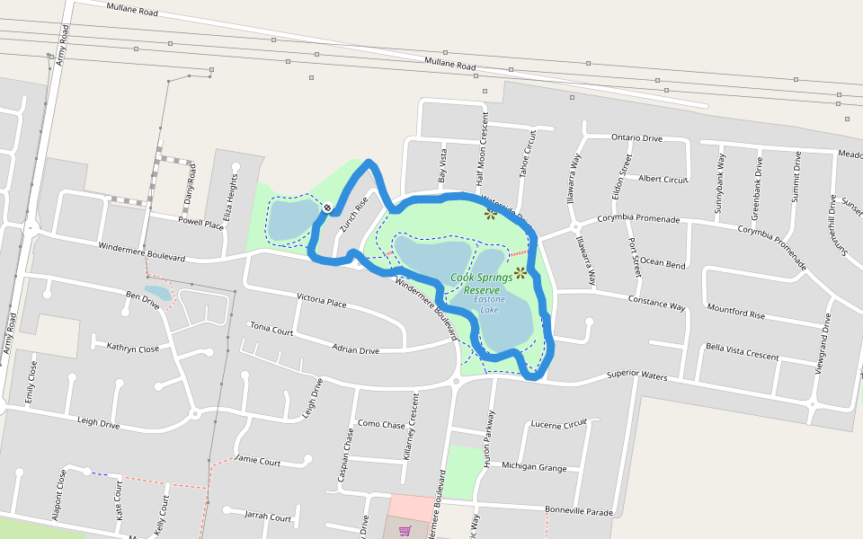 Cook Springs Reserve walking route map in Pakenham