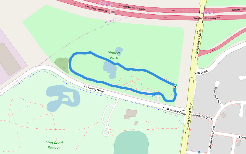 Pioneer Park walking route map in Wendouree