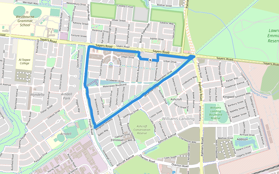 Ashcroft Conservation Reserve walking route map in Williams Landing