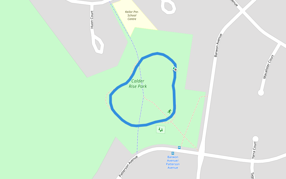 Calder Rise Park walking route map in Keilor