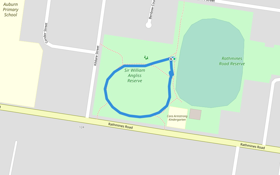 Sir William Angliss Reserve walking route map in Hawthorn East