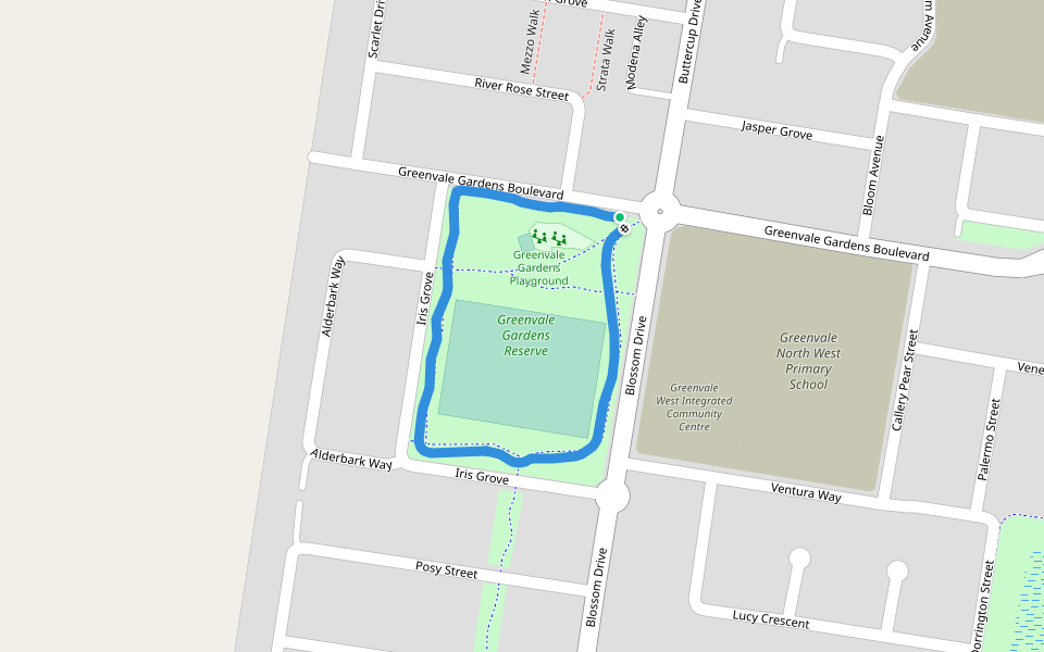 Greenvale Gardens Reserve walking route map in Greenvale