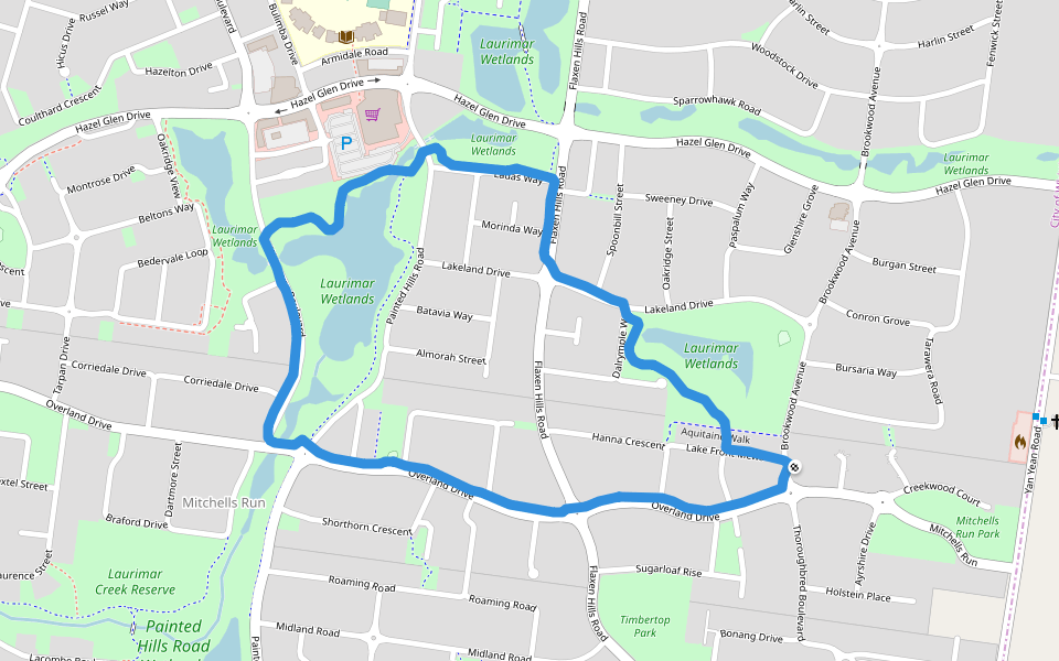 Laurimar Wetlands walking route map in Doreen
