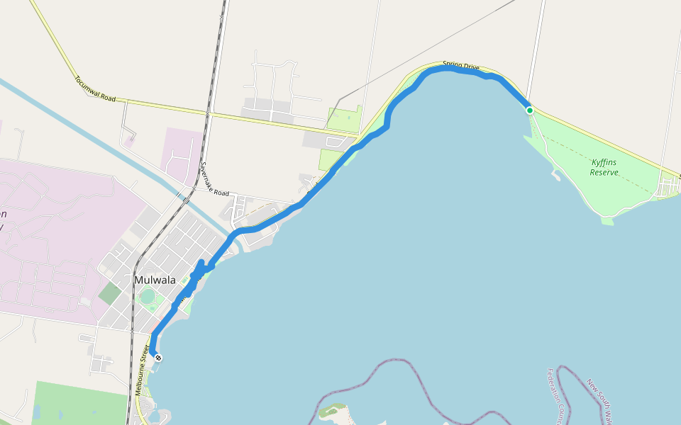 Kiffins reserve walking route map in Mulwala