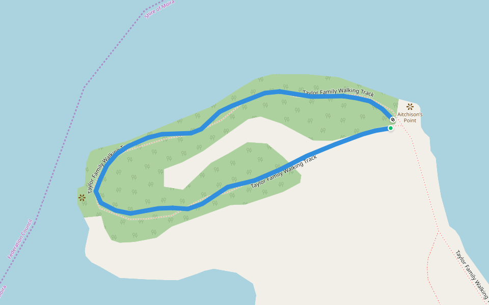 Taylor Family Walking Track walking route map in Yarrawonga