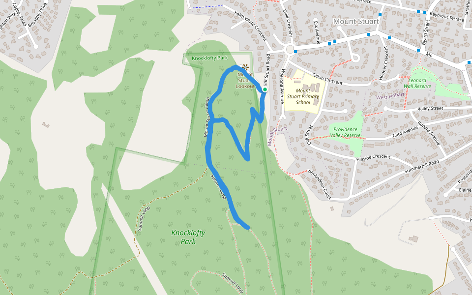 Knocklofty Park walking route map in Mount Stuart