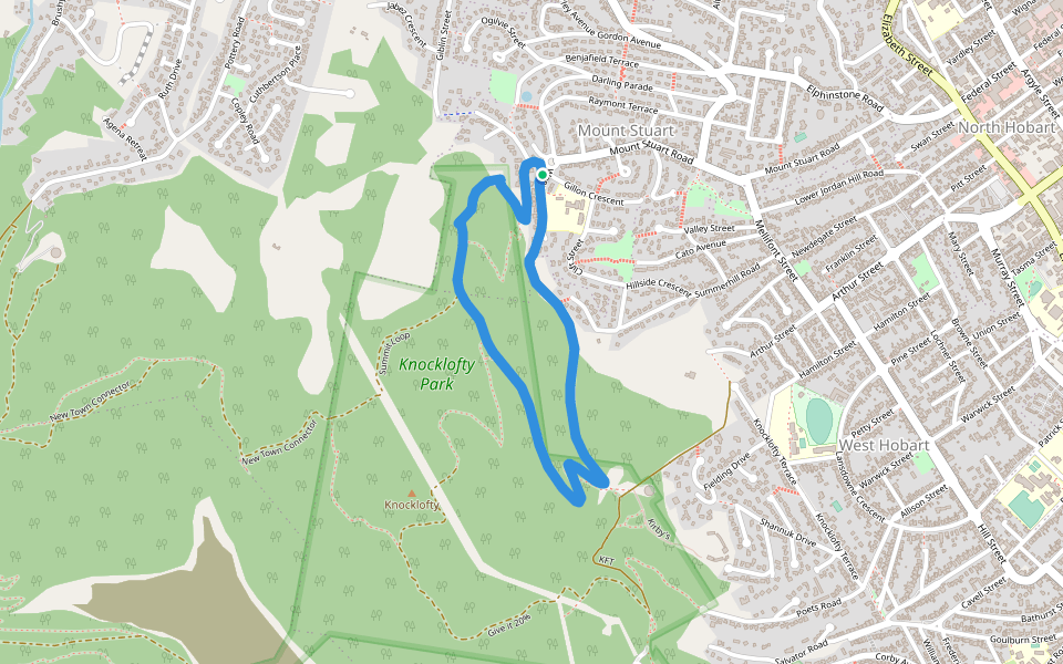 Knocklofty Park walking route map in Mount Stuart