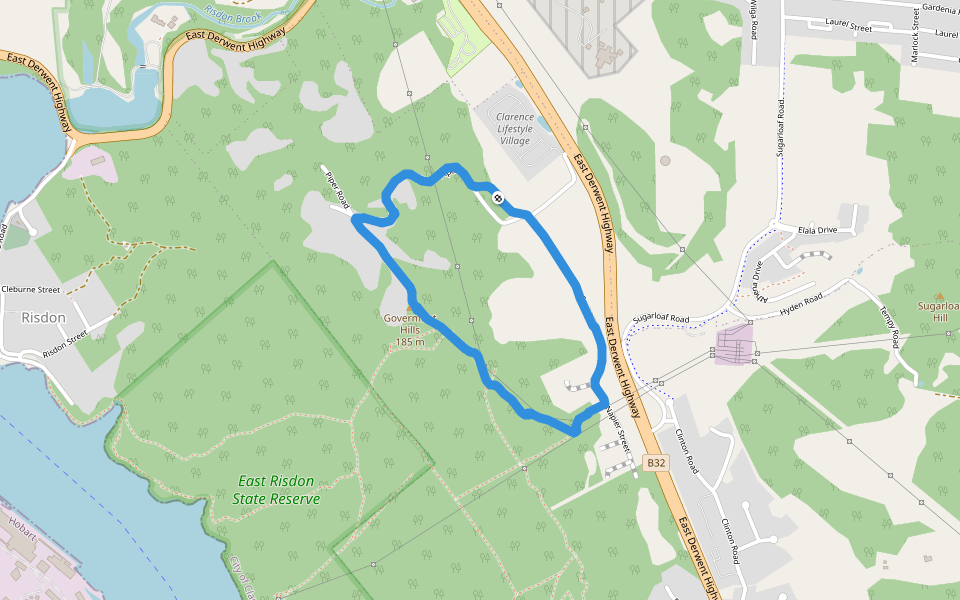 Goverment Hills walking route map in Geilston Bay