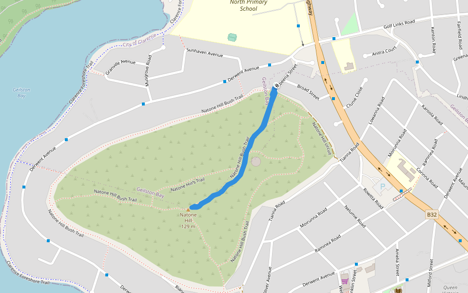 Natone Hill Bush Trail walking route map in Geilston Bay