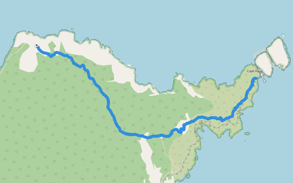 Tasman National Park-Cape Huay Track walking route map in Fortescue